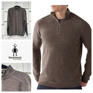 Smartwool Howelsen Half Zip Brown Merino Wool Sweater Long Sleeves Pullover Sz L